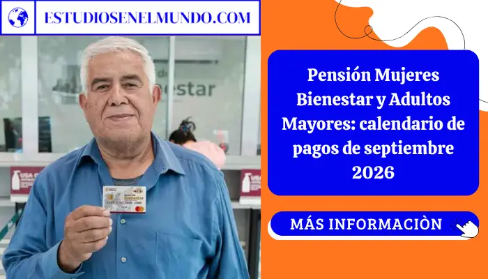 Adulto mayor consultando el pago de la Pensión Bienestar de septiembre 2026 con su Tarjeta del Banco del Bienestar.